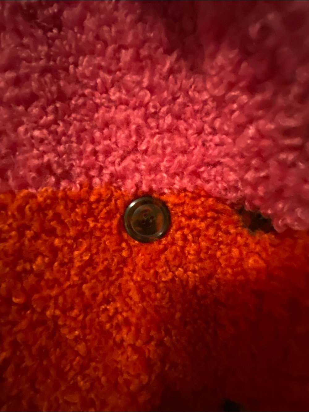 Colorblock Bouclé TEDDY Coat in Pink and Orange - Picture 4 of 9